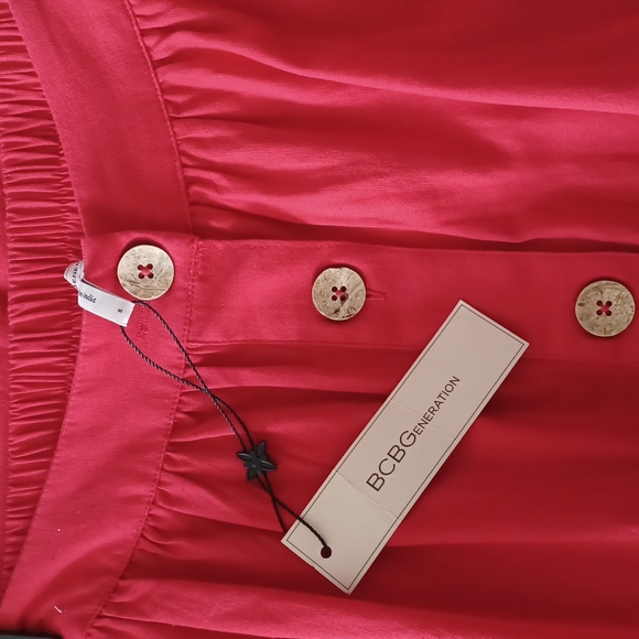 BCBGENERATION Cherry Red Woven Skirt Button Down - Picture 4 of 7